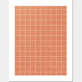 Small Grid Pattern - Coral Posters and Art